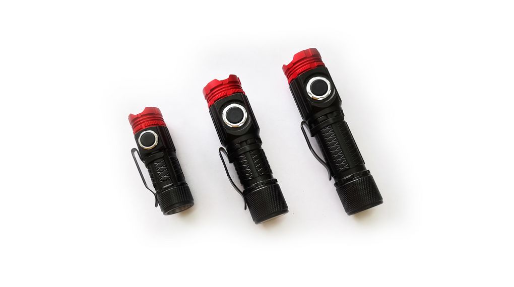 Lampe torche, LED, Rechargeables, 1500lm, 190m, IPX4, Noir